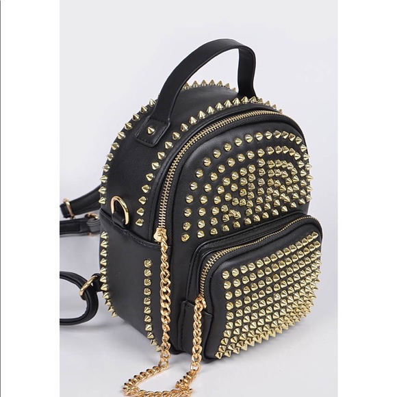 Studded Mini Bagpack with zipper - Picture 3 of 8